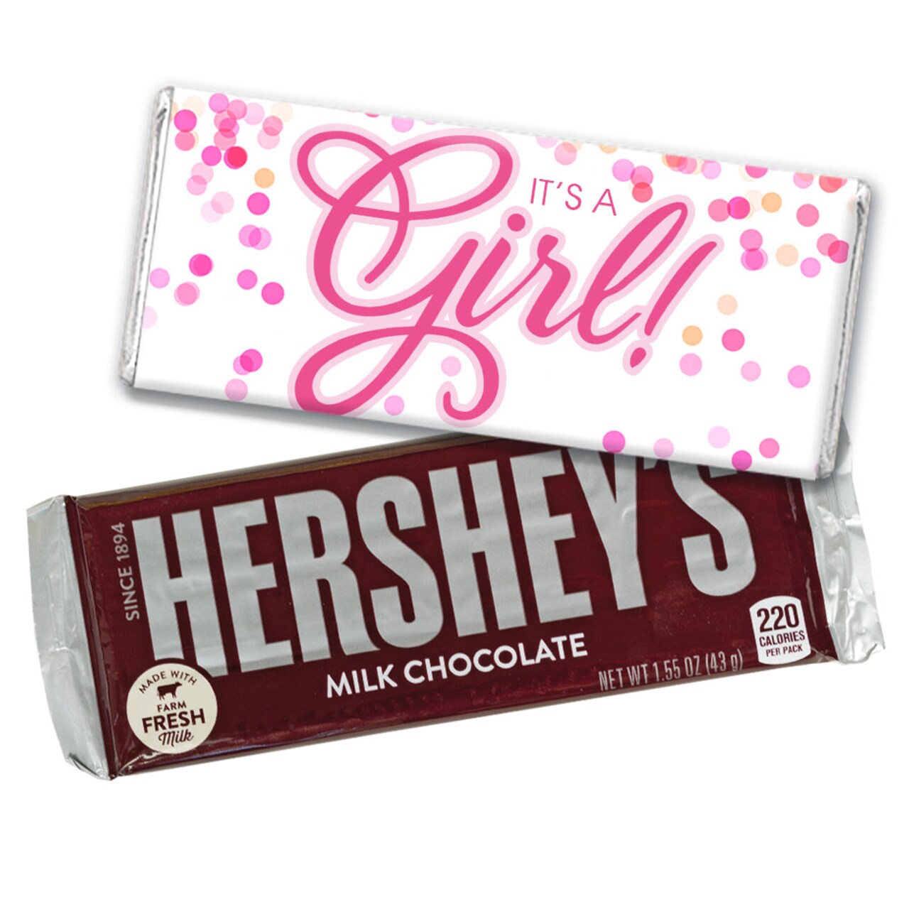 12ct It's a Girl Baby Shower Candy Party Favors Hershey's Chocolate Bars by Just Candy